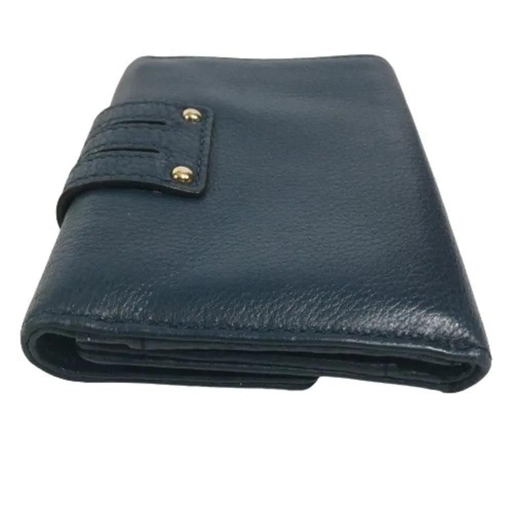 MICHAEL KORS Gansevoort Clutch Wallet Medium Trifold Navy-Blue Pebble Leather